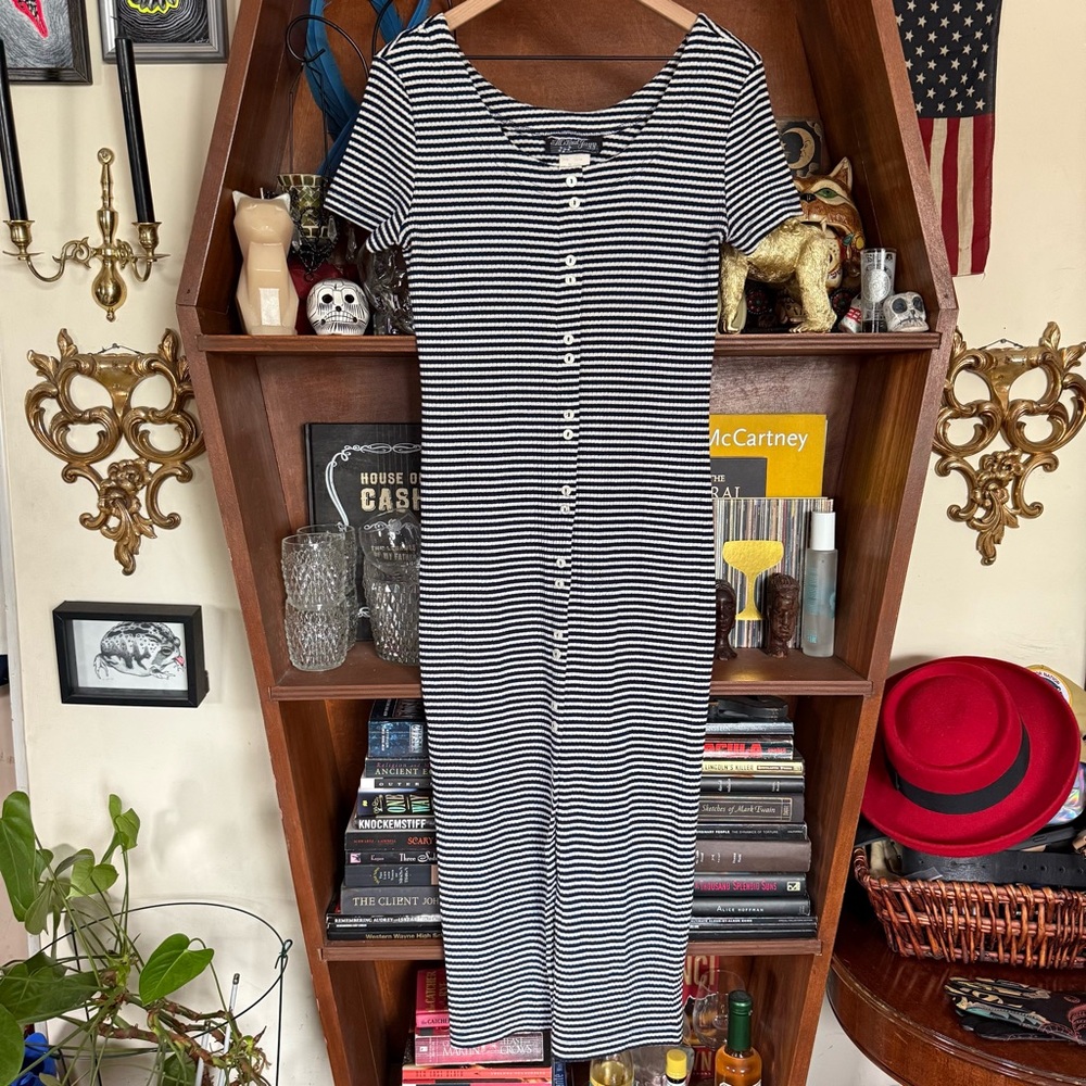 All that Jazz - Vintage 90’s Striped Dress - Black / White - 13/14 Large